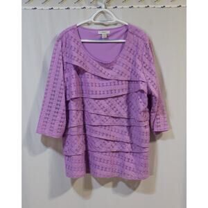 cj banks Purple Tiered Lacey Half-Sleeved Top Size 2X